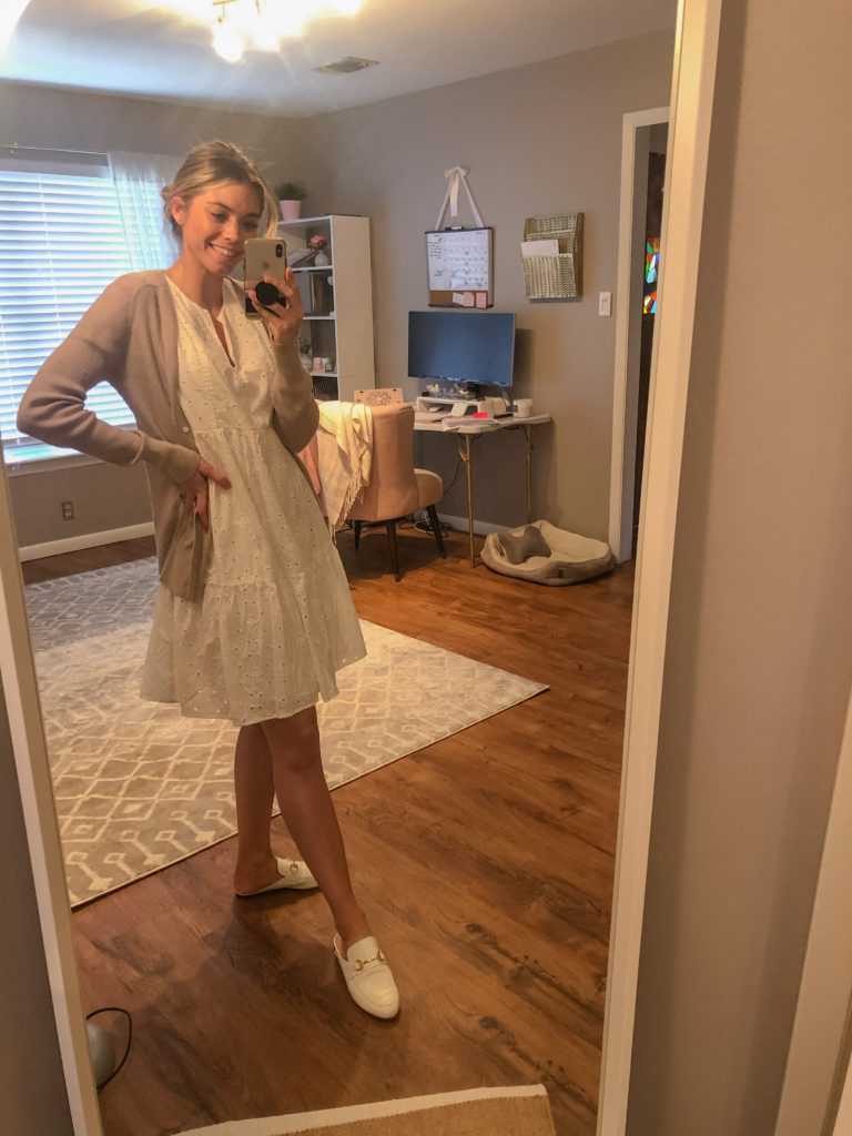 white summer dress outfit cardigans