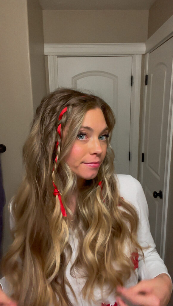 mini braids with ribbon